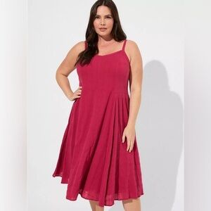Torrid Midi Textured Cotton Trapeze Dress, size 00 (10 US)